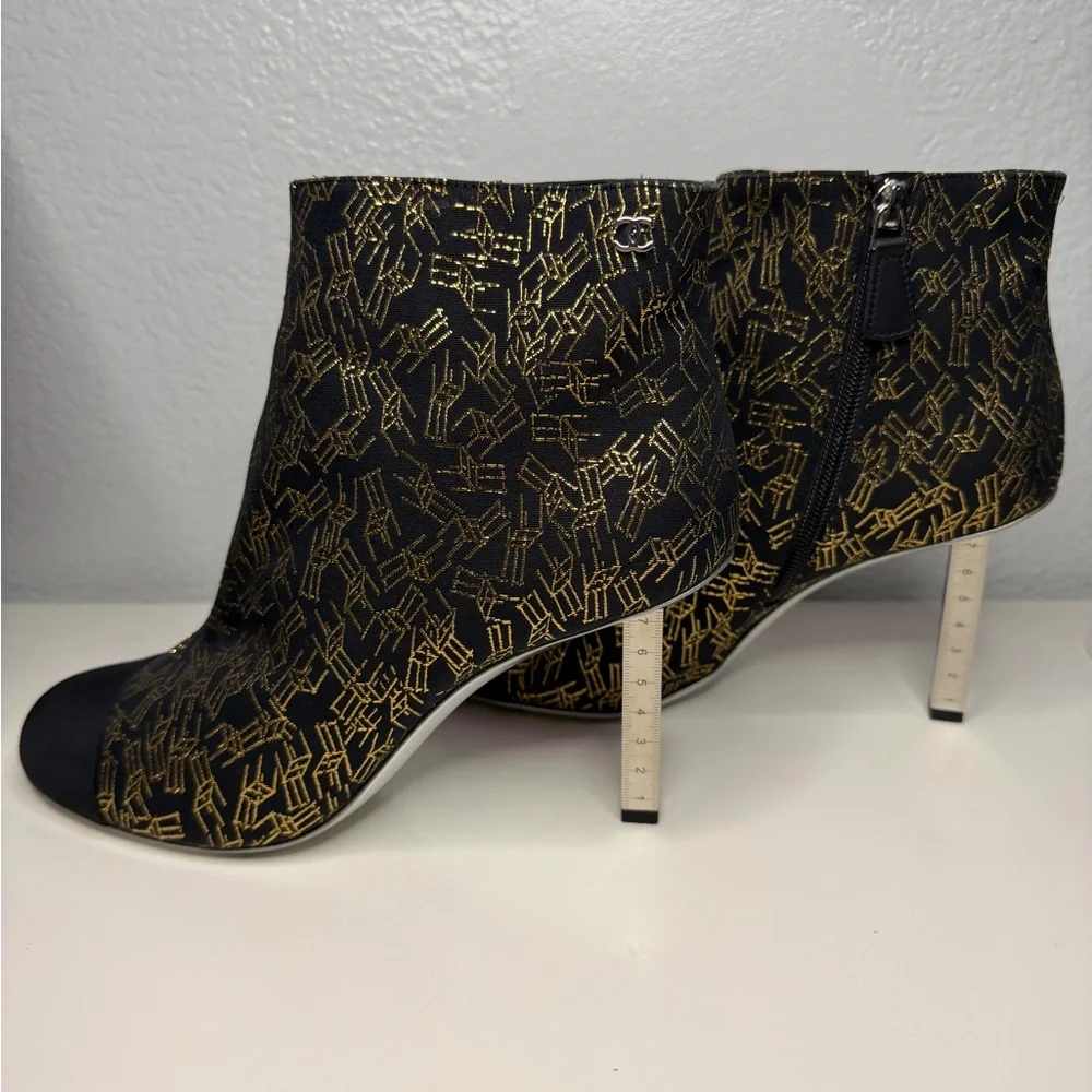 Chanel Black and Gold Ankle Boots - Picture 8 of 11